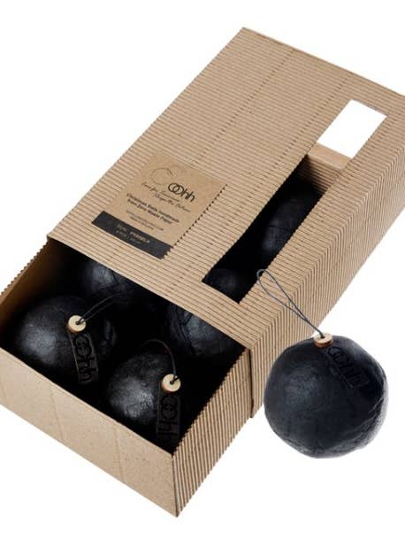 Gift box w/6 pulp balls, black for wholesale by Lübech Living