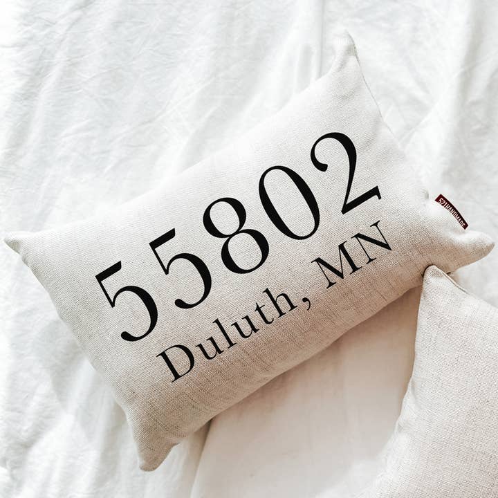 Modern Zip Code Pillow | Custom Location Pillow for wholesale by 521handmade