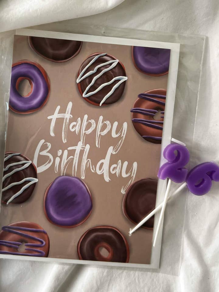 Doughnut Birthday Card — Fun Illustrated Greeting Card for wholesale by la designs