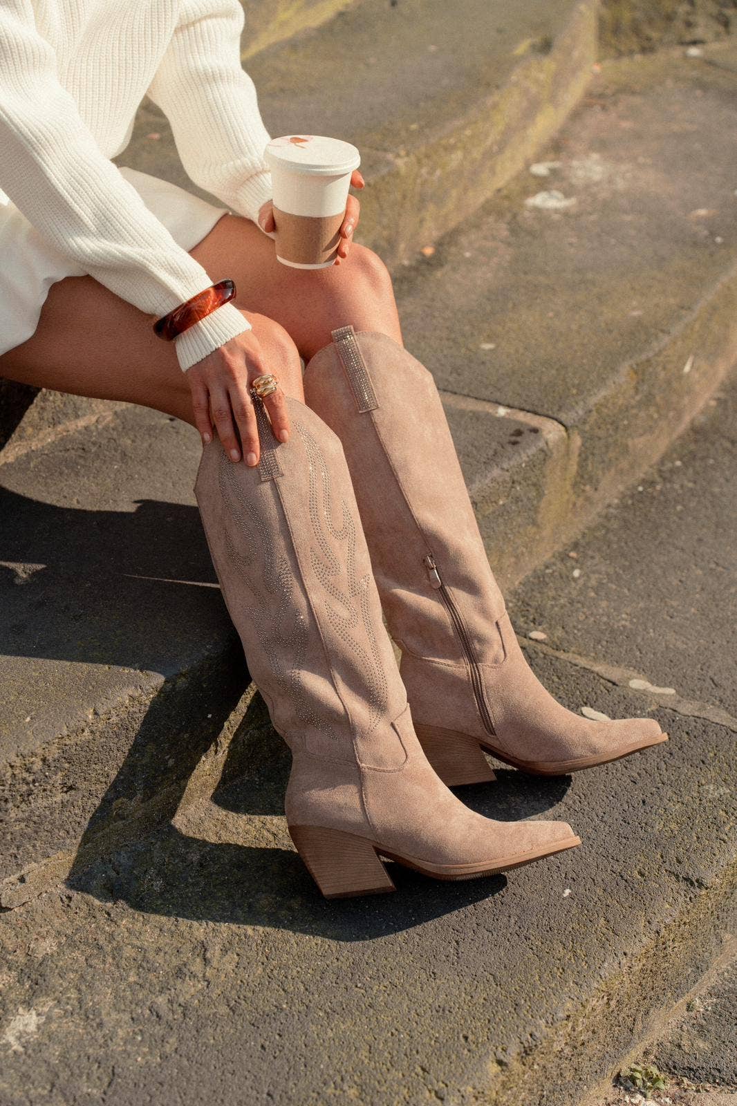 No Doubt Shoes - Wholesale Cowboy Boots - Women's - SPARKLY EMBROIDERED BLOCK HEEL COWGIRL COWBOY KNEE HIGH BOOT17