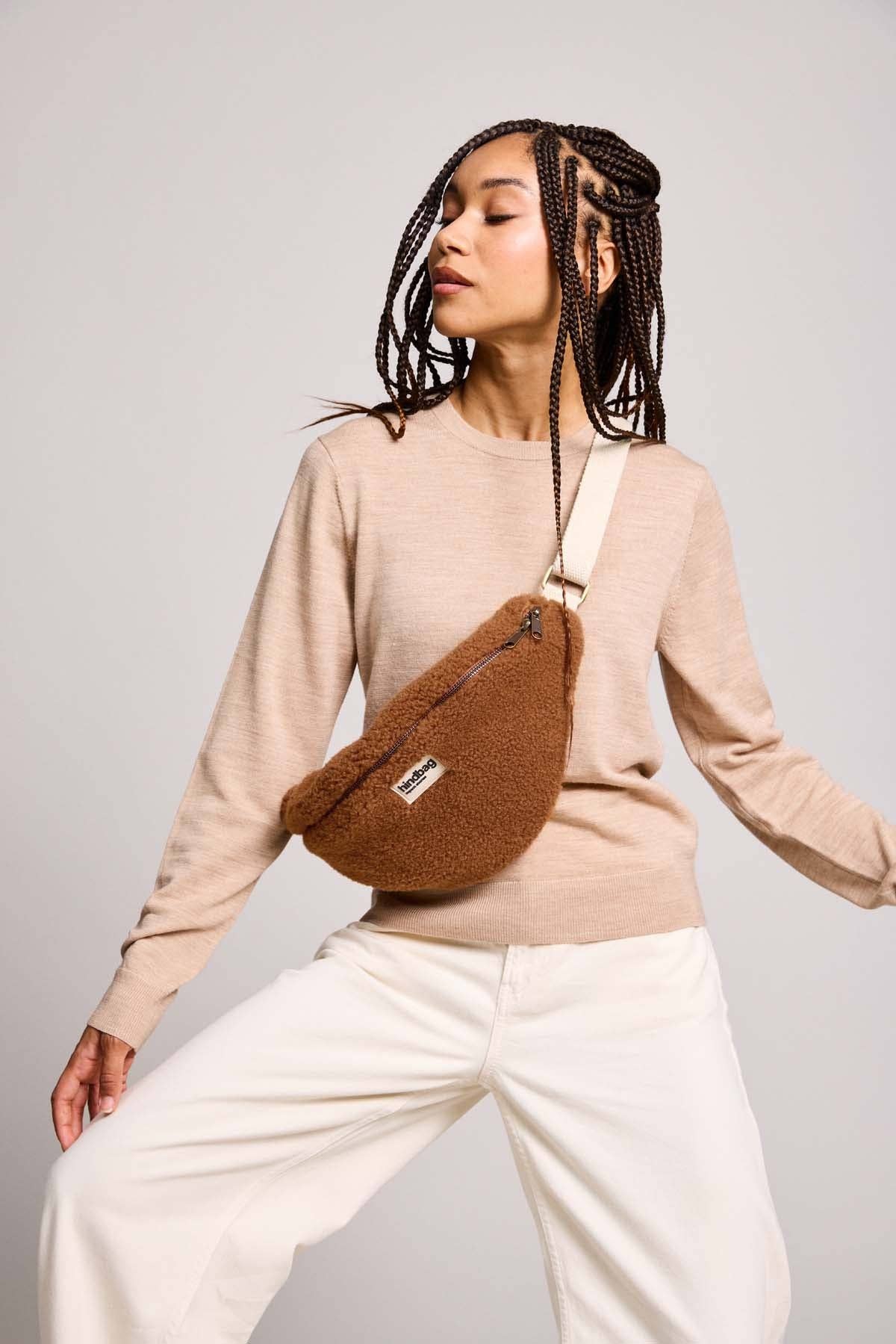 Hindbag - Wholesale Belt Bag - Women's - Sasha Teddy Fanny Pack in Brown2