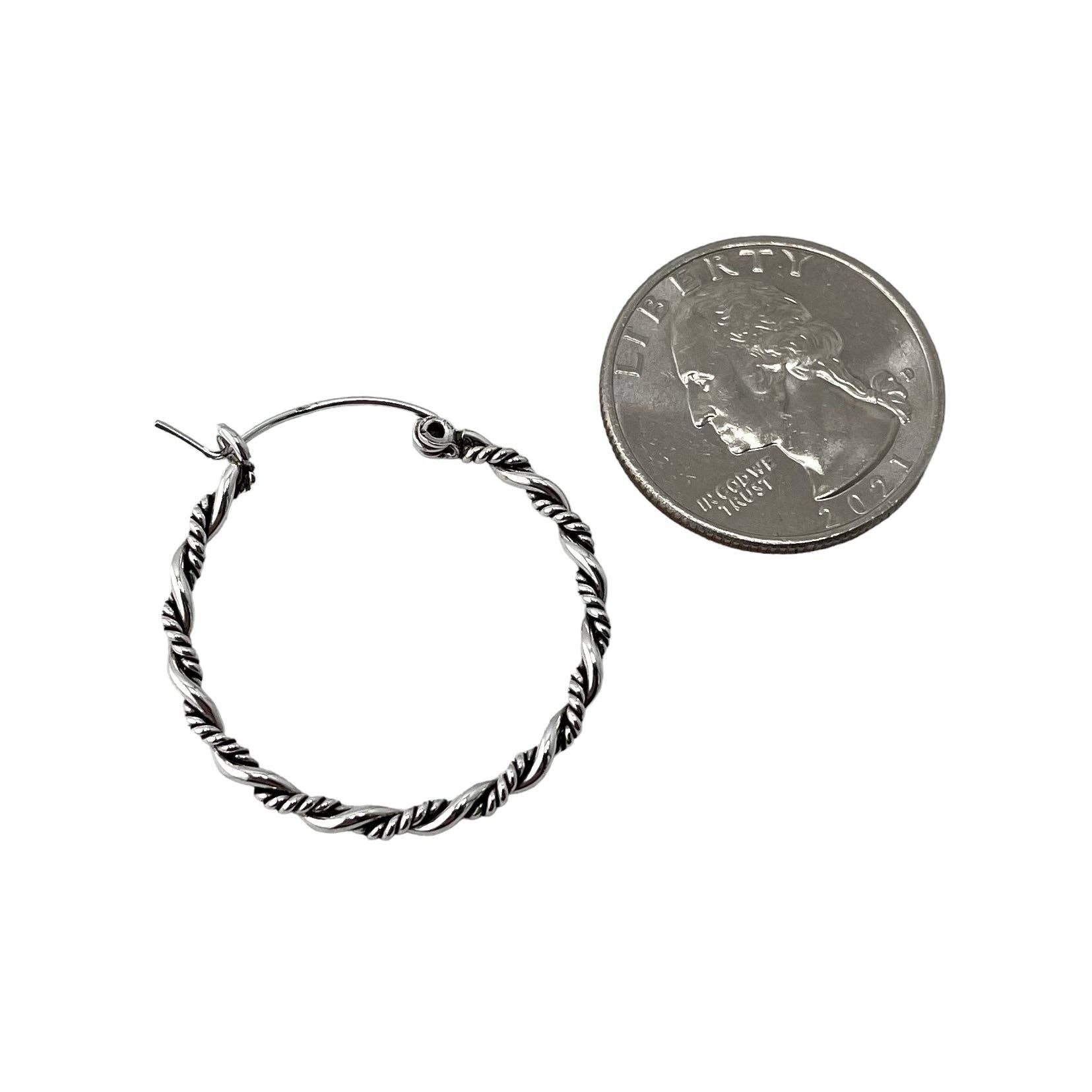 Select Lines - Wholesale Hoop Earrings - Rope Twist 30mm Hinged Hoop Earrings Sterling Silver2