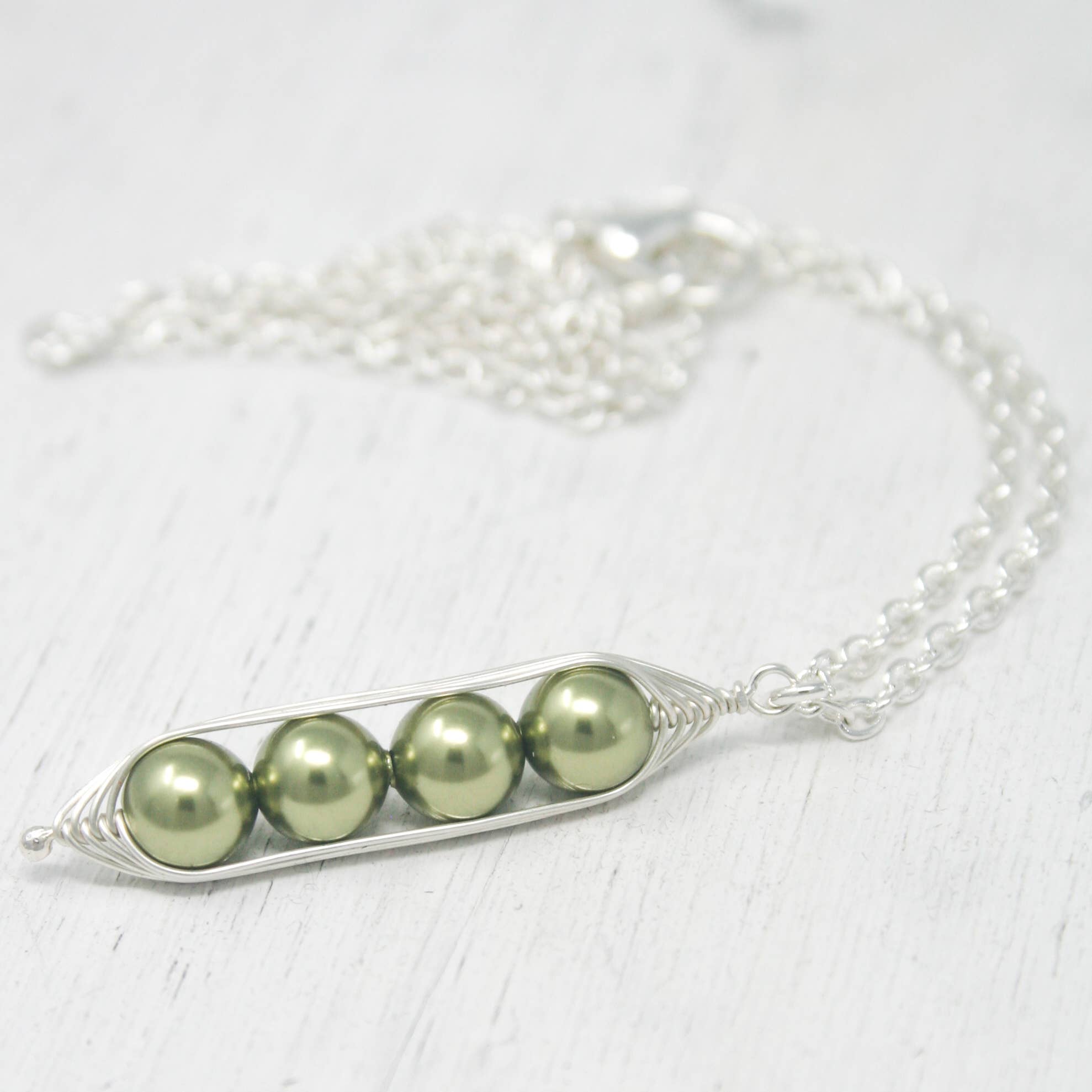Rising Jewelry - Wholesale Pendant/Charm Necklace - Pea pod necklace, Green, Peapod Jewelry, Mothers Day Gift6
