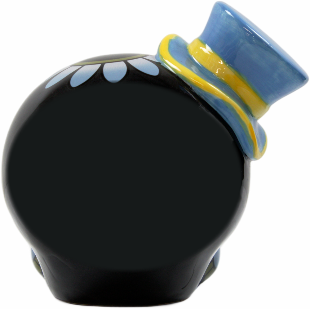 Square Deal Recordings & Supplies - Wholesale Money/Piggy Bank - Money Bank - Sourpuss  - Ceramic Sugar Skull With Top Hat 5"6