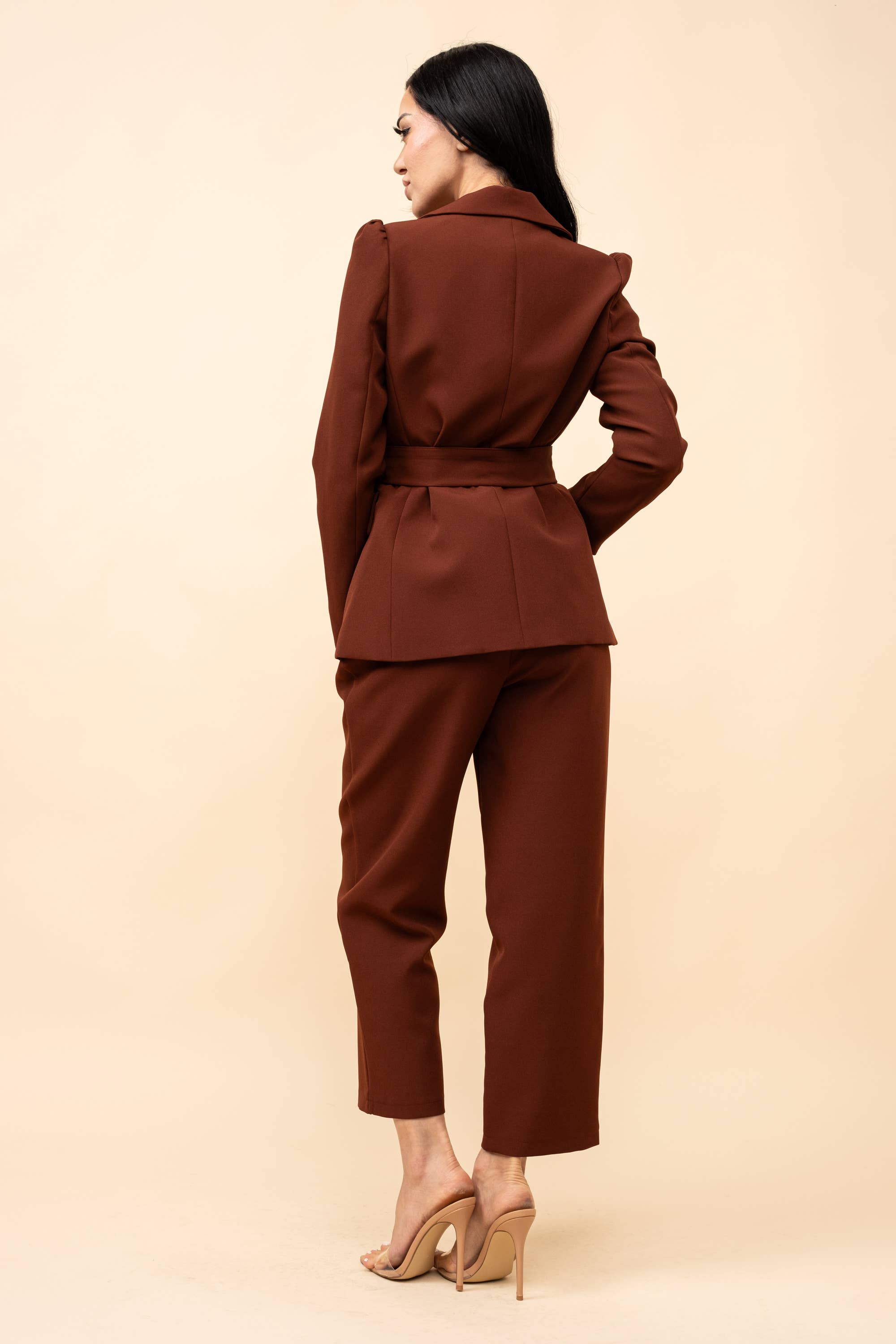 Tea & Cup - Wholesale Blazer - Women's - Chic Tie Waist Lightweight Blazer6