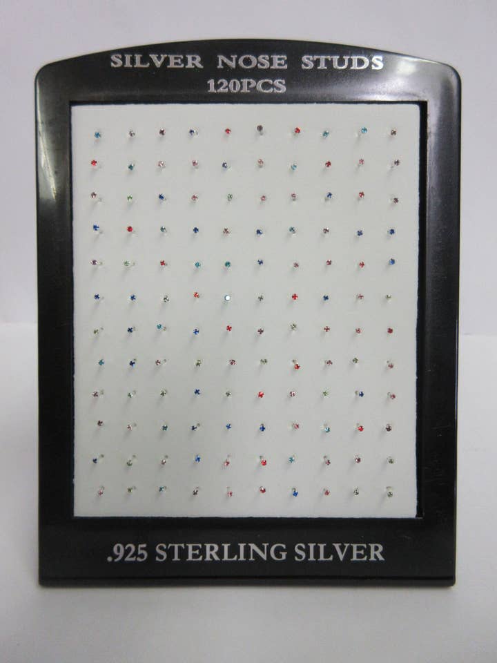 Color Sterling Silver Nose Studs - 120 Pcs for wholesale by Magic Touch Corp