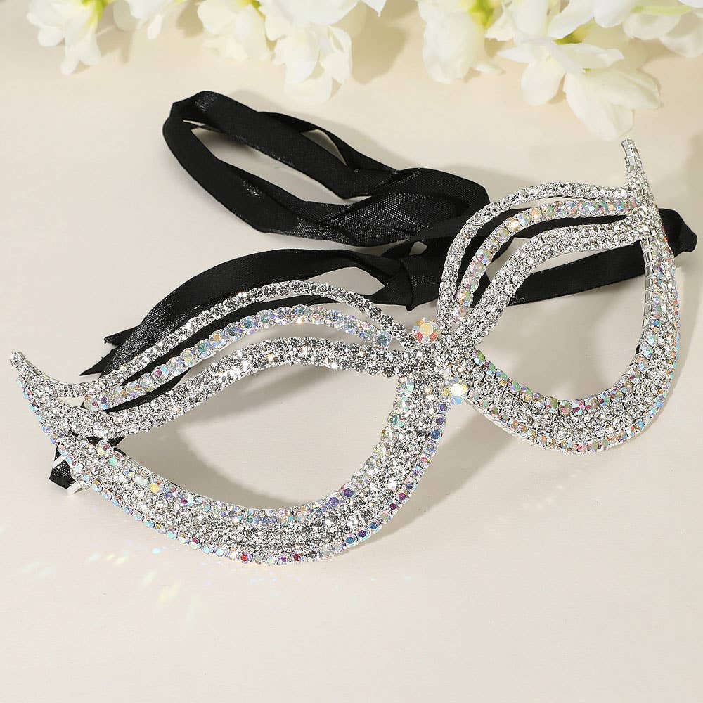 Sensibling Corp. - Wholesale Costume - Women's - Rhinestone Pave Cat Eye Masquerade Mask
7
