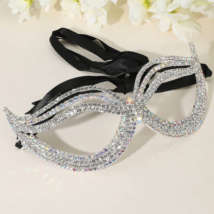Sensibling Corp. - Wholesale Costume - Women's - Rhinestone Pave Cat Eye Masquerade Mask
7
