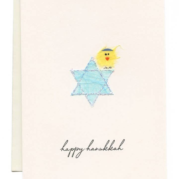 FLAUNT HANDMADE CORRESPONDENCES - Wholesale Hanukkah Card - "Happy Hanukkah" Bird w/ Yamaka