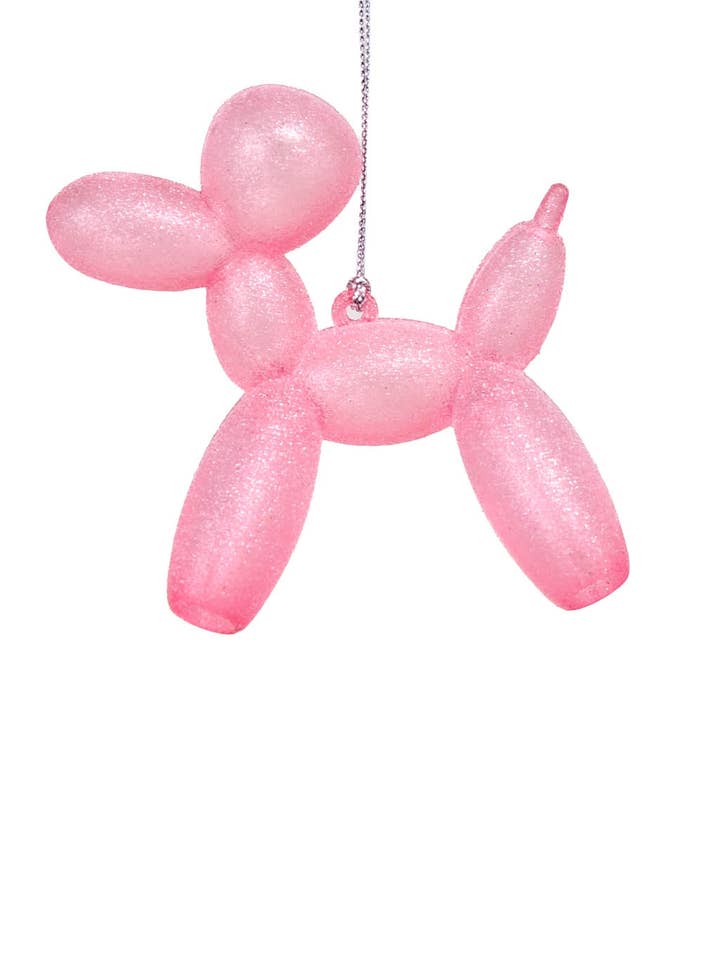 Baby pink Glittery Balloon Poodle Ornament for wholesale by Starlight Collection