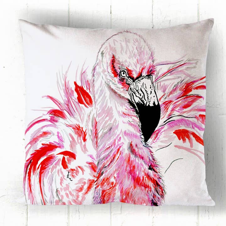 Flamingo Pink Cotton Cushion Cover for wholesale by Wild Whiskers