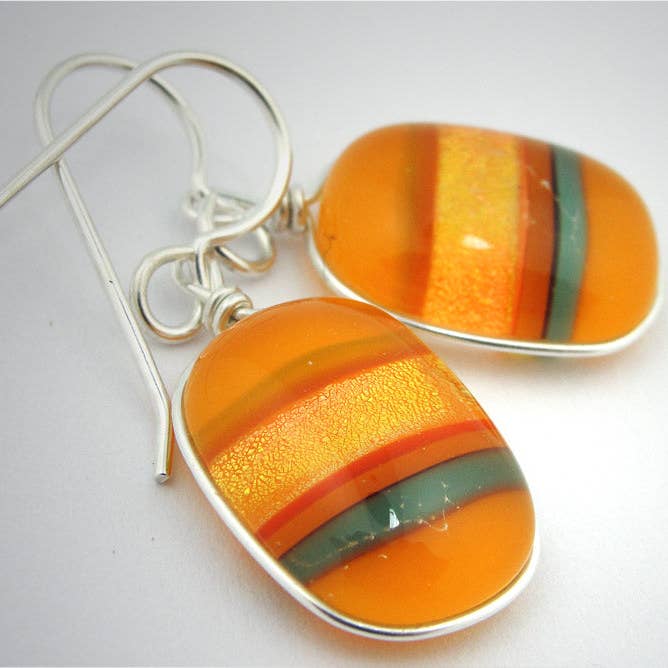 BM-171 : Boucles d'oreilles Heliogram pour la vente par Momo Glassworks