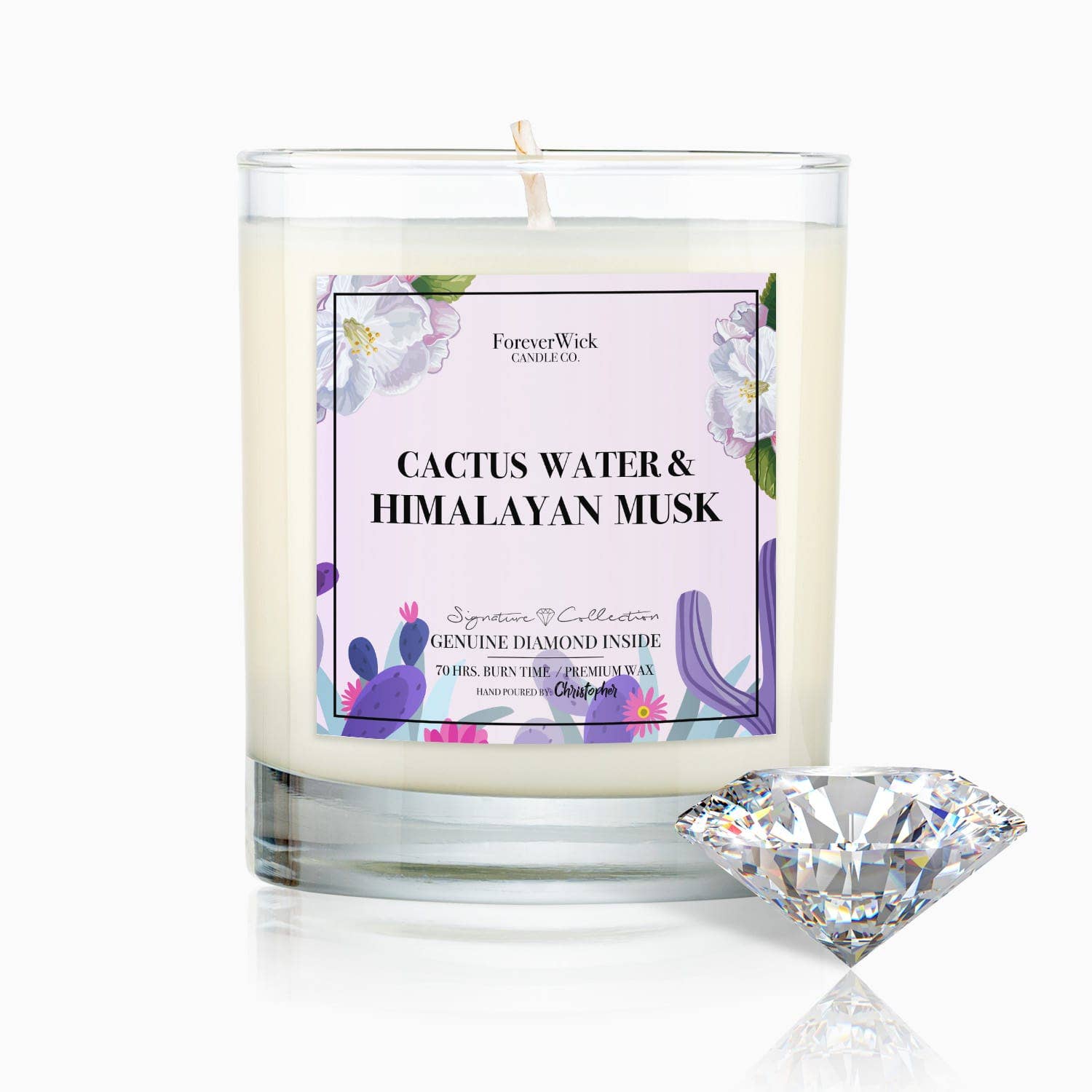 ForeverWick Candle Co - Wholesale Jar/Filled Candle - Cactus Water + Himalayan Musk Diamond Candle0