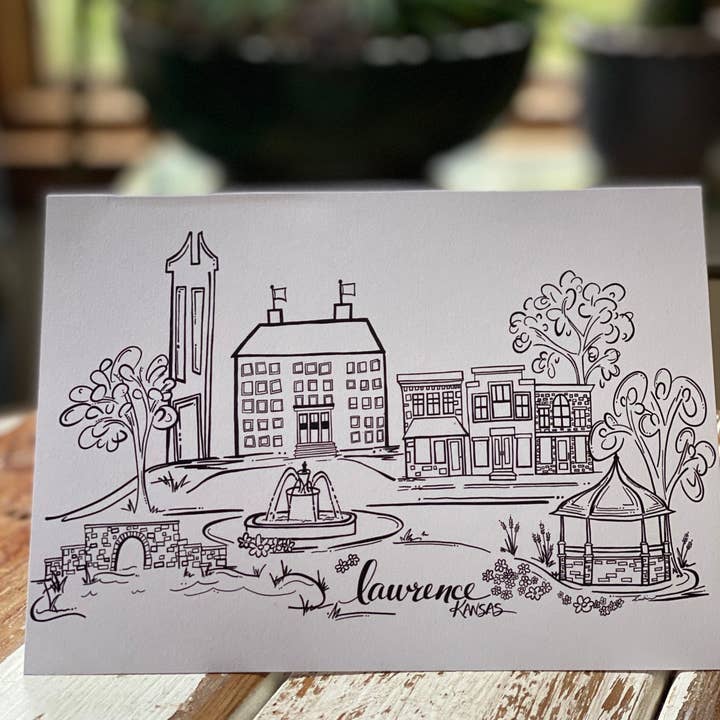 Lawrence, Kansas sketch greeting card for wholesale by Something Beautiful