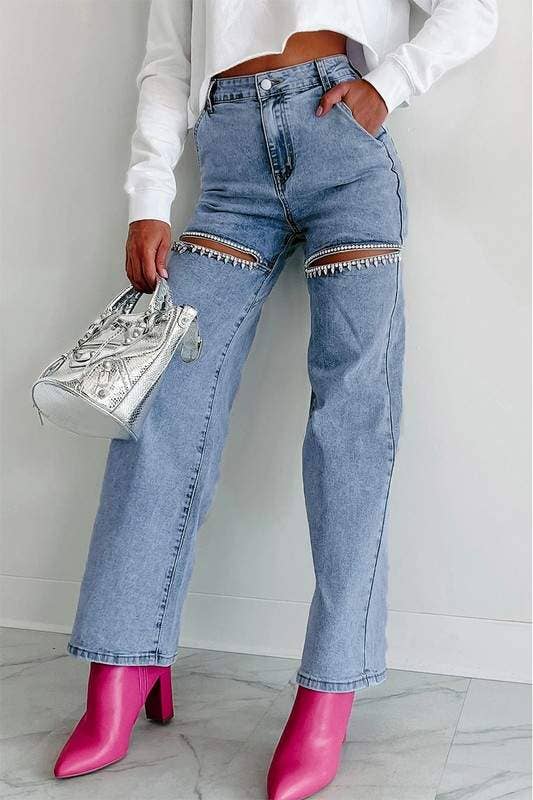 BLUE stylish distressed denim for casual outings for wholesale on Faire