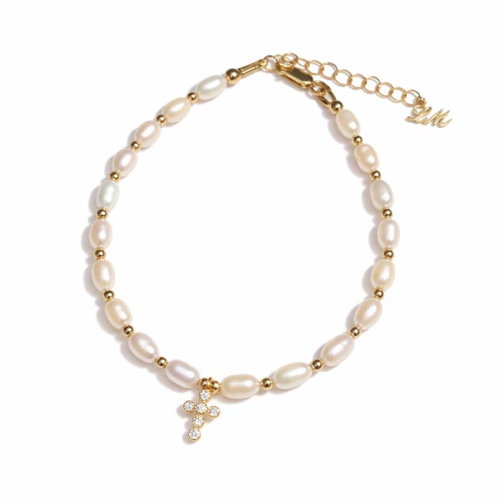 Bracelet en perles et croix pour la vente par LA MENO