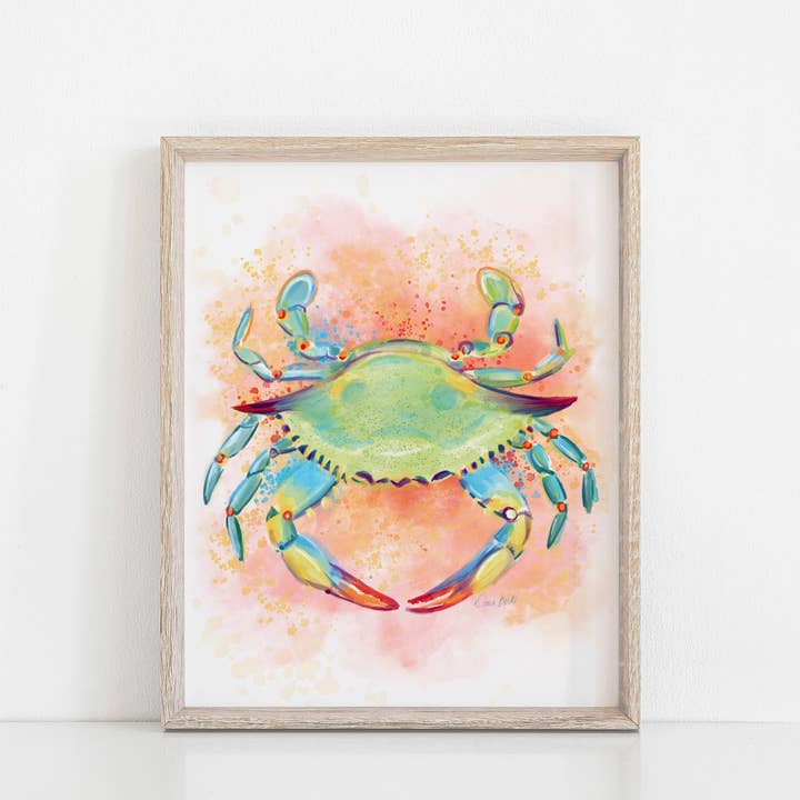 Dawn of Designs - Wholesale Art Print - Watercolor Crab Art Print3