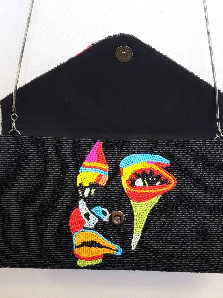 A BEADED CLUTCH FACE ART MYSTRE for wholesale by Ricki designs