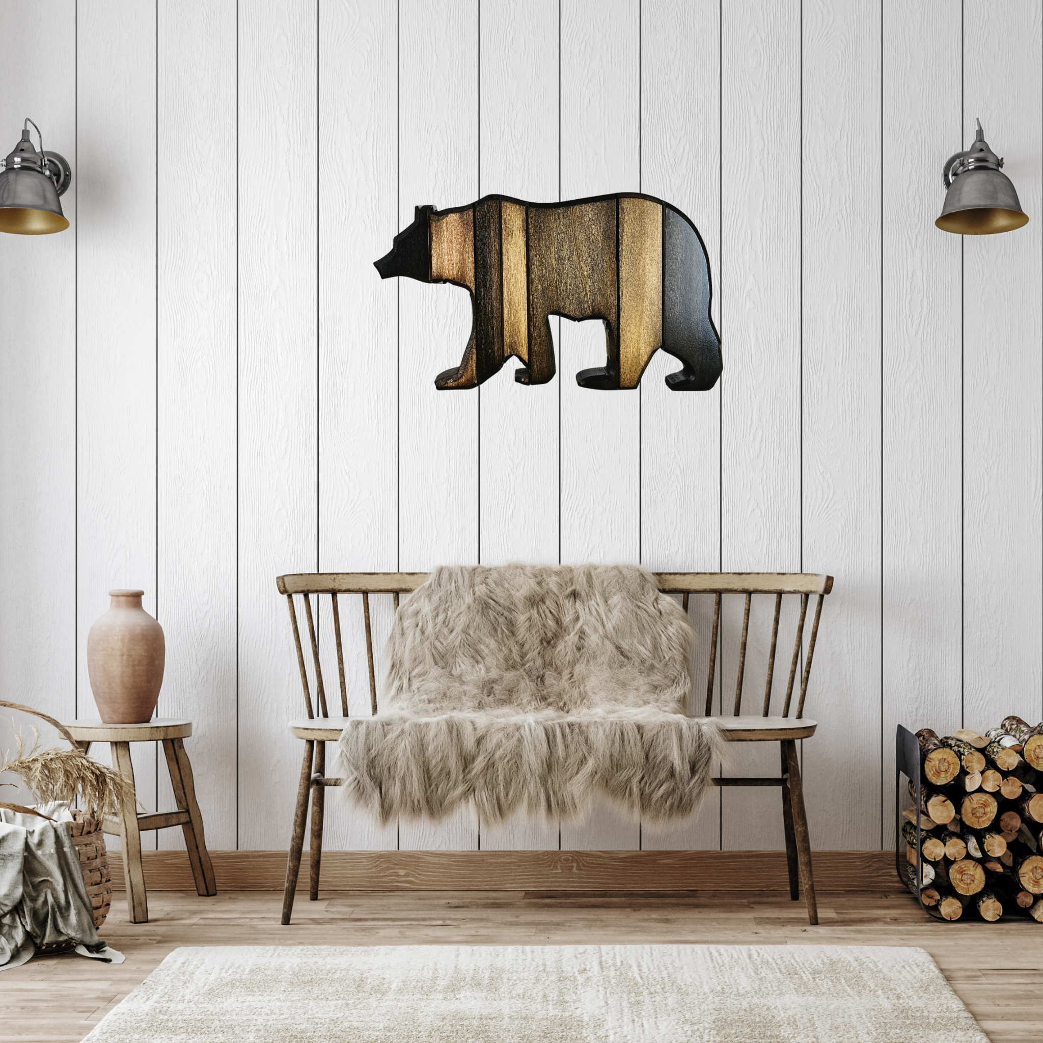 Cul de Sac Critters - Wholesale Wall Accent - Medium Rustic Bear Wall Art or Shelf Decor - Solid wood1