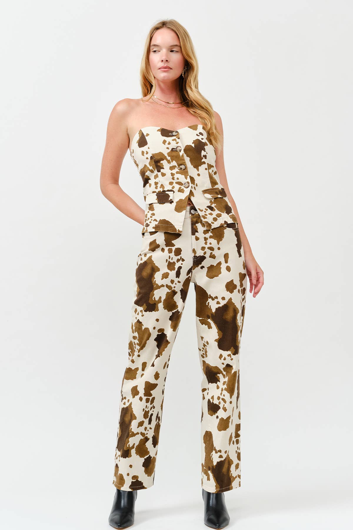 MULTI Fall Pre-washed cow-print baggy pants for wholesale on Faire9