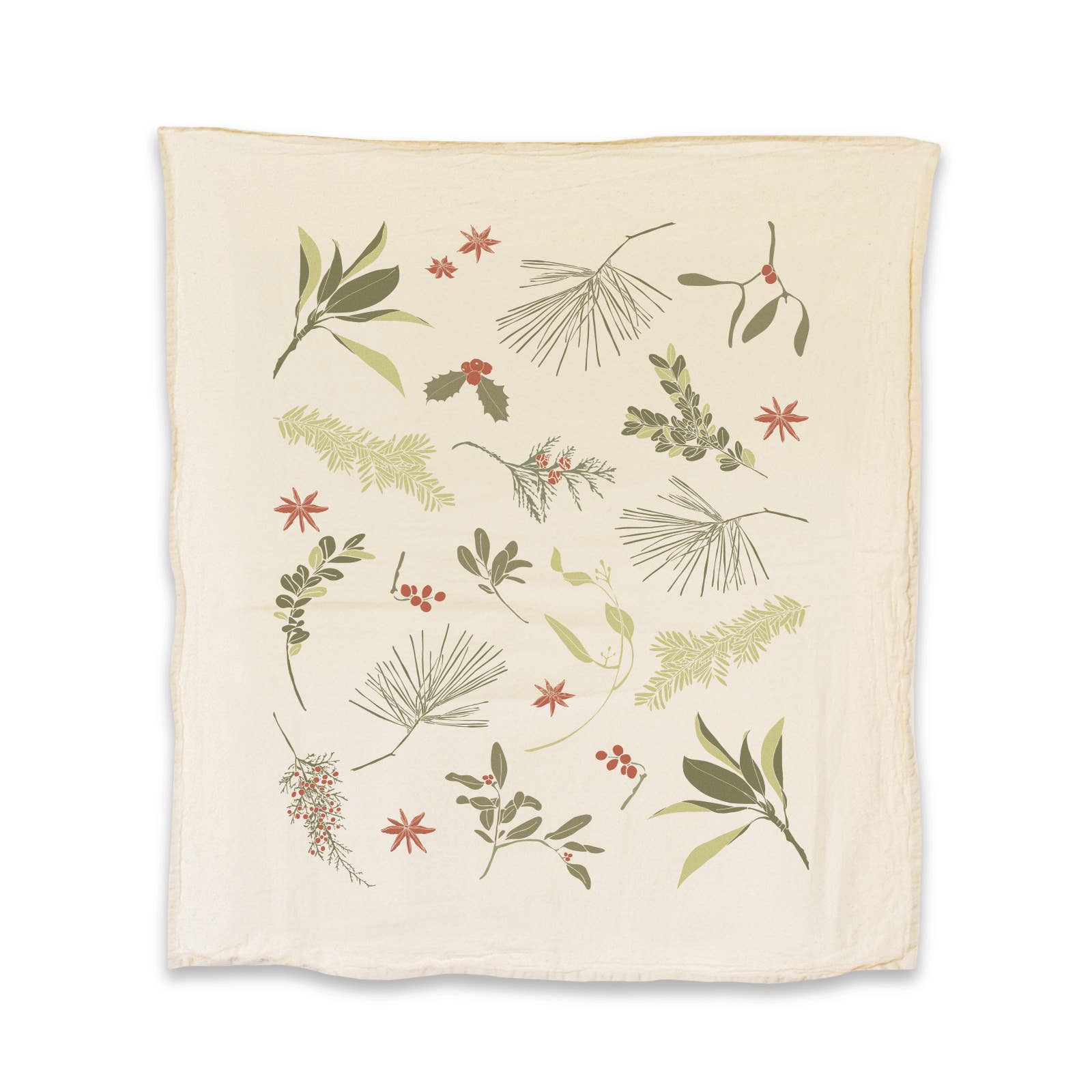 June & December - Wholesale Tea Towel - Boughs + Berries Kitchen Tea Towel / NATURAL0