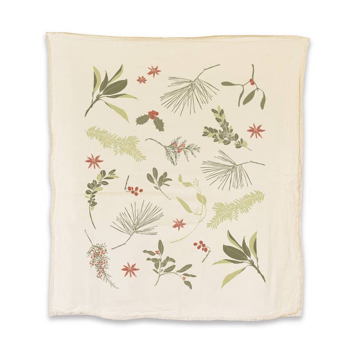 Torchon de cuisine Boughs + Berries / NATUREL pour la vente par June & December