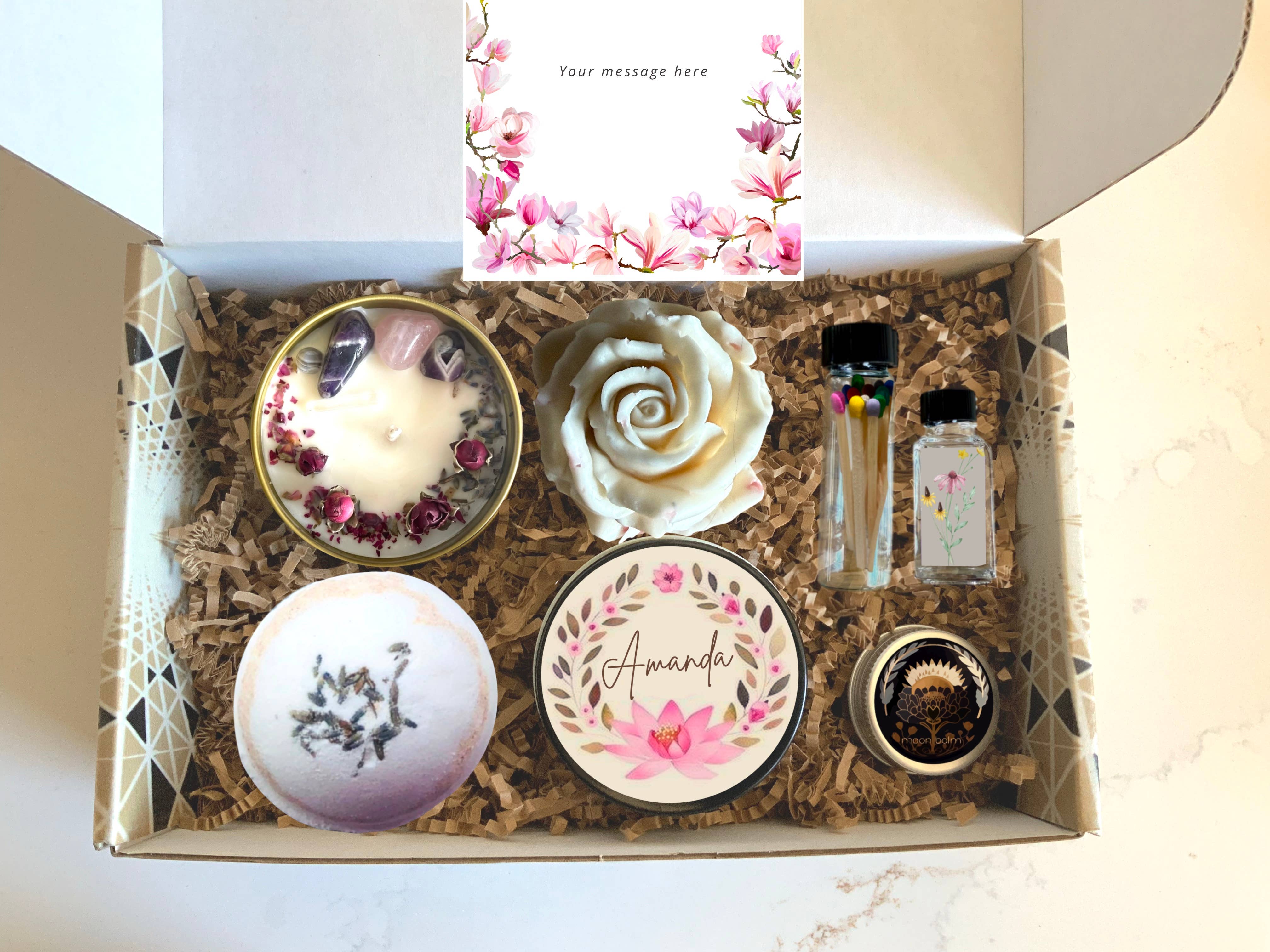 Namaste Home - Wholesale Jar/Filled Candle - Personalized Lotus Candle Gift Set — Custom Name on Gold Tin