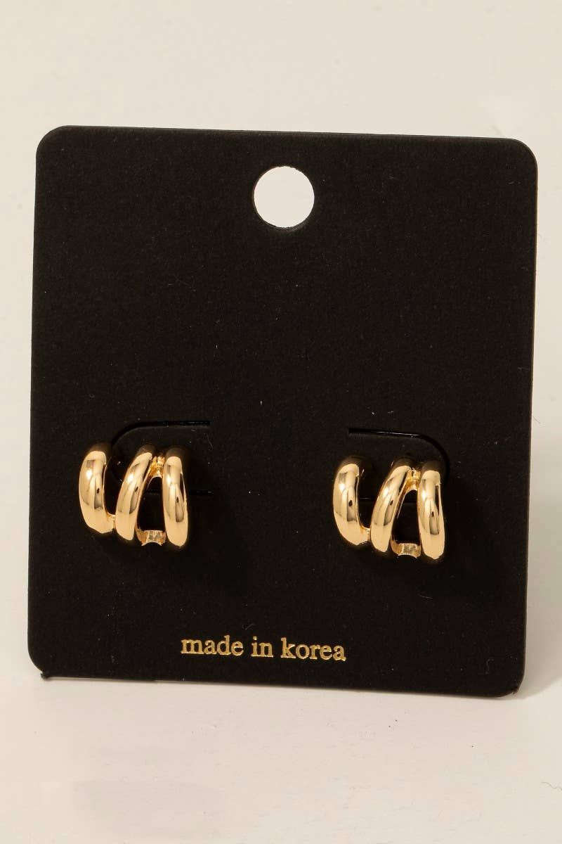 Fame Accessories - Wholesale Hoop Earrings - Wide Triple Tube Hoop Earrings