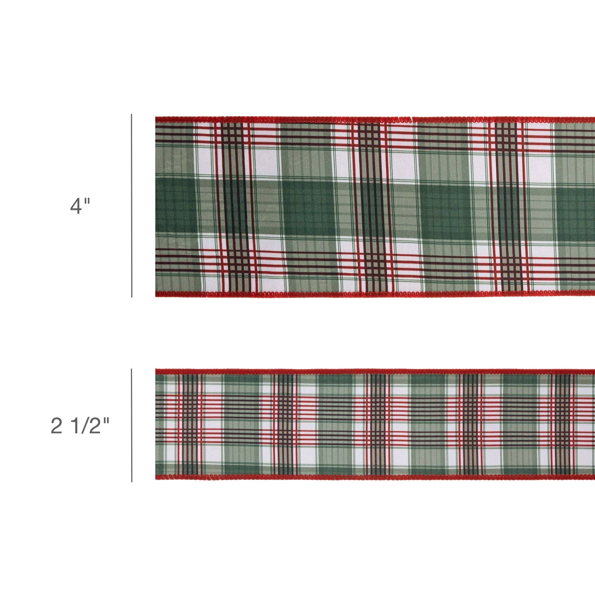 LA Ribbons Wholesale - Wholesale Ribbon - Gift Wrapping - 2 1/2" Wired Reversible Dupioni | Red/Green Plaid with Red Backing | 10 Yard Roll3