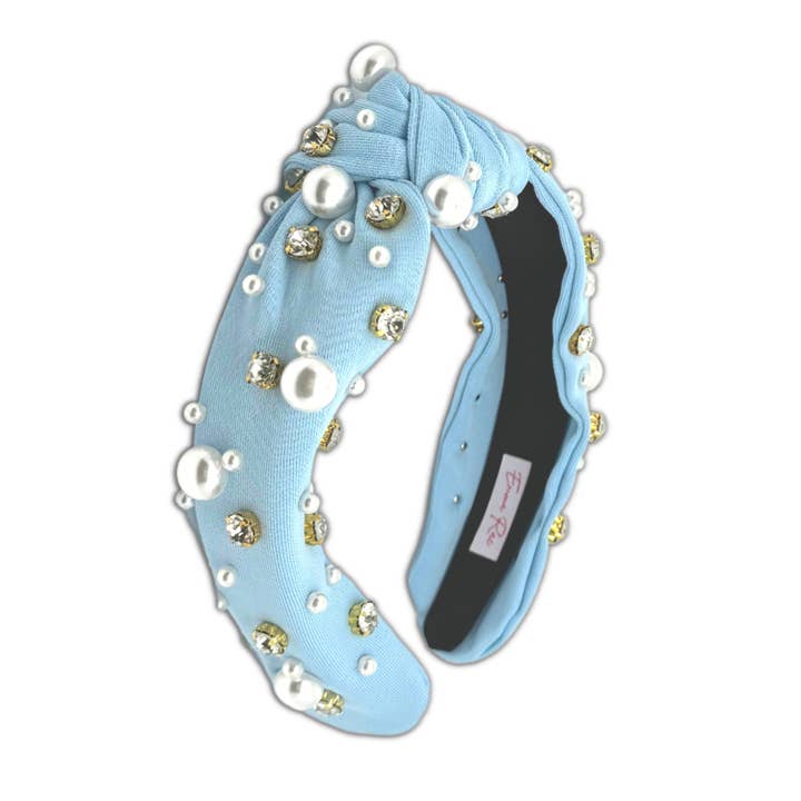 Rhinestone knyttede pandebånd blå for engroshandel hos Little Miss Zoe