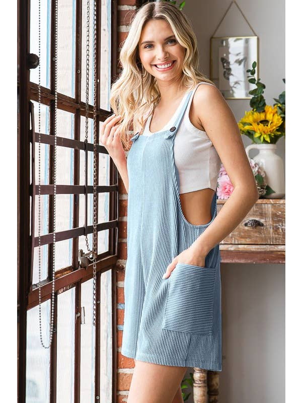 Vanilla Monkey - Wholesale Romper - Women's - Solid Rib Patch Pockets Romper4