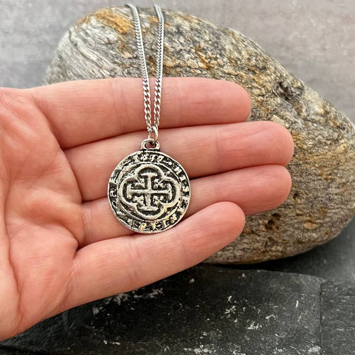 Johnny Ltd. - Vente Colliers à pendentif - Collier pour homme avec doublon espagnol ancien, pirate naufragé1