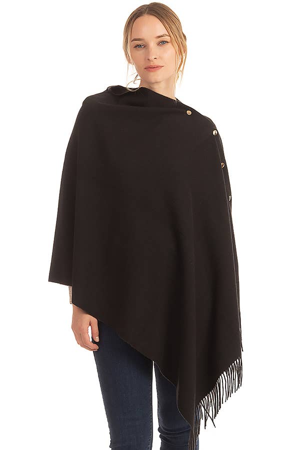 Cap Zone - Vente Poncho – femme - Poncho en forme de châle à bouton-pression en or simpliste4