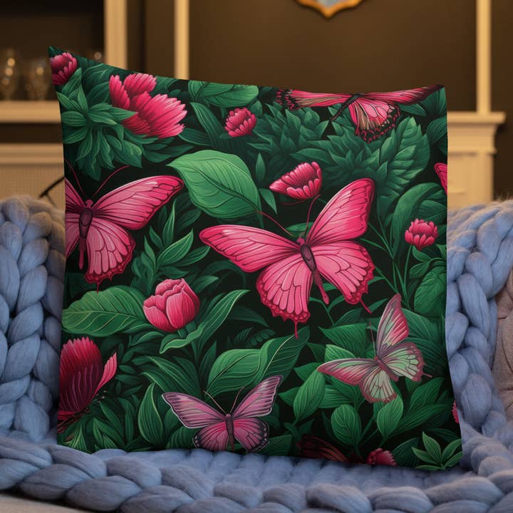 Butterfly Lover's Decorative Yet Comfortable Premium Pillow for wholesale by Grit with Grace, LLC