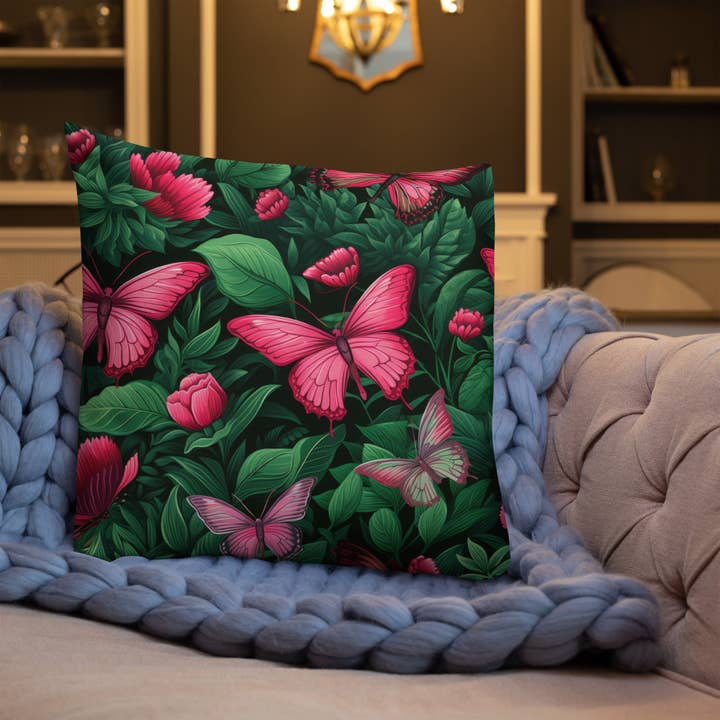 Butterfly Lover's Decorative Yet Comfortable Premium Pillow for wholesale by Grit with Grace, LLC