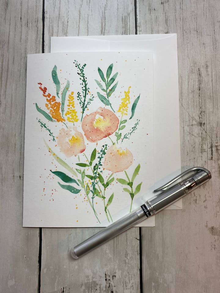 Floral Greeting Card, Blank Card With Envelope, Botanical for wholesale by Lone Fir Artisans