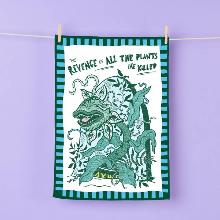 REVENGE OF THE HOUSE PLANTS TEA TOWEL for wholesale by Cor