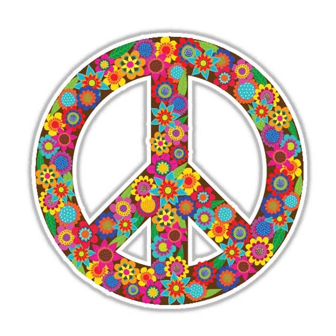 Floral Peace Sign Waterproof Car Laptop Sticker for wholesale by MeganJDesigns