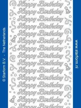 Deco Stickers - Gelukkige verjaardag met Swirls en Hoeden voor wholesale door Ecstasy Crafts Distributing