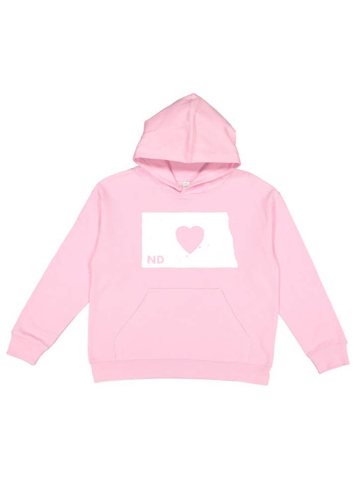 Felpa con cappuccio a cuore per bambini North Dakota per la vendita all'ingrosso da parte di Homeplace Apparel