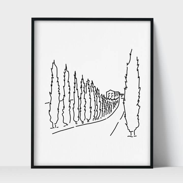 Landmark Italy Tuscany Drive Unframed Art Print for wholesale by Scenic Route Shop