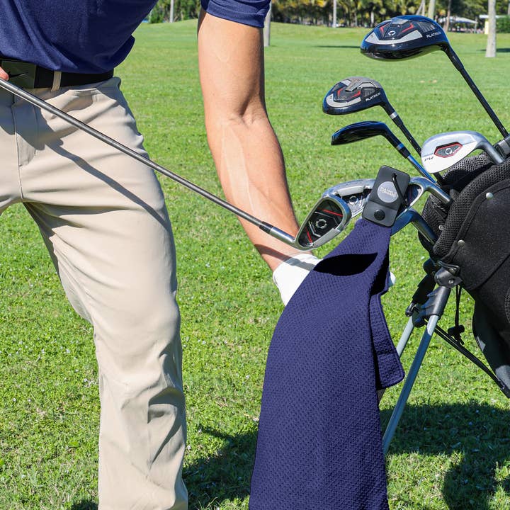 Playing It Forward - Wholesale Sports Towel - Magnetic Microfiber Golf Towel with Clip - Navy3