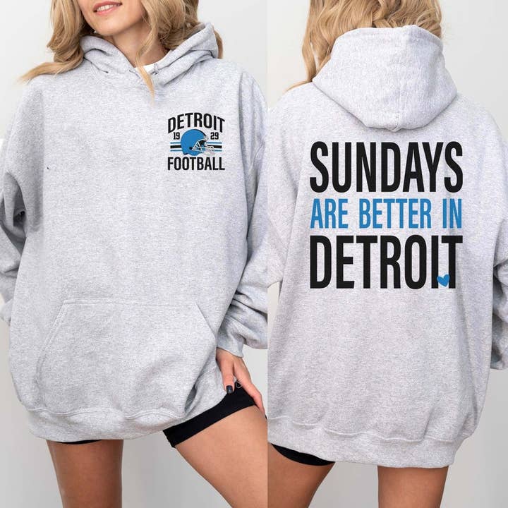 Limeberry Designs - Wholesale Hoodie - Women's - Sundays Are Better In Detroit Wholesale Graphic Hoodie - Fast Shipping