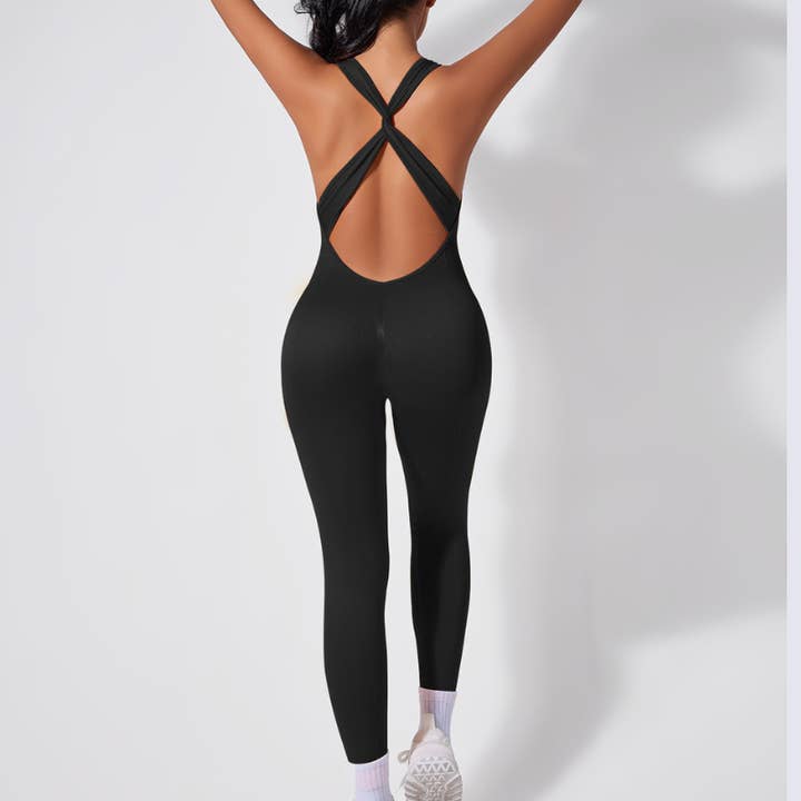 WONDERXFANS - Wholesale Unitard - Women's - Yoga Bodycon V-neck Sports Jumpsuit4
