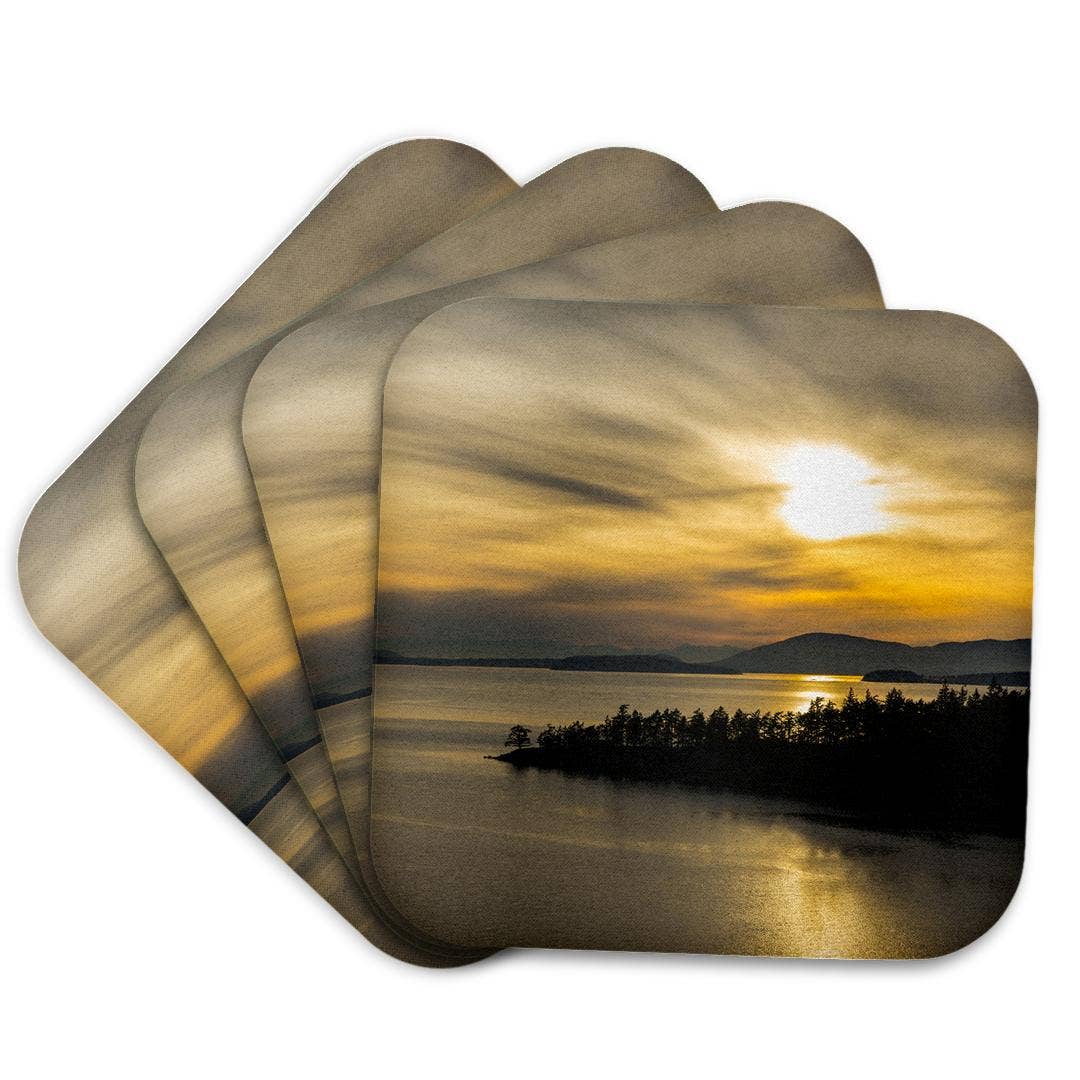3dRose - Wholesale Coasters - 3dRose, WA. Winter sunset on Samish Bay, Lummi Island, Bellingham Bay., Coaster7