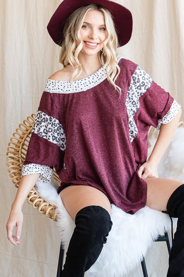 JADE BY JANE - Wholesale Tunic - Women's - ANIMAL PRINT TRIM BOAT NECK TUNIC12