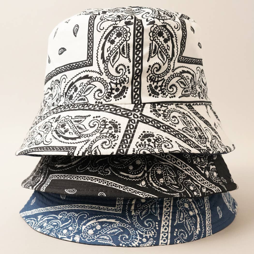 Fashion City - Wholesale Bucket Hat - Women's - Paisley Pattern Reversible Safari Bucket Hat5