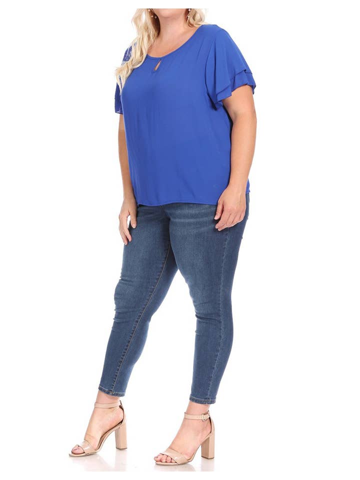 MOA COLLECTION - Wholesale Blouse - Women's - Women's Plus Size Short Sleeve Round Neck Blouse Top19