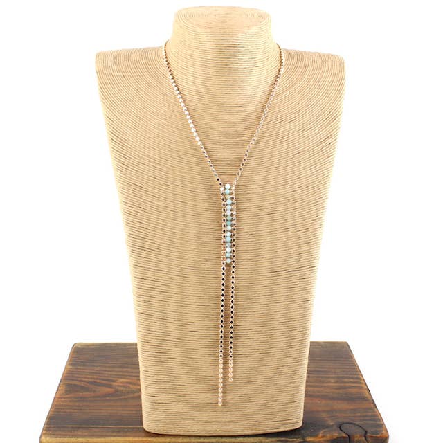 N24126 Stone Adorned Y-Chain Necklace for wholesale by Pretty Persuasions