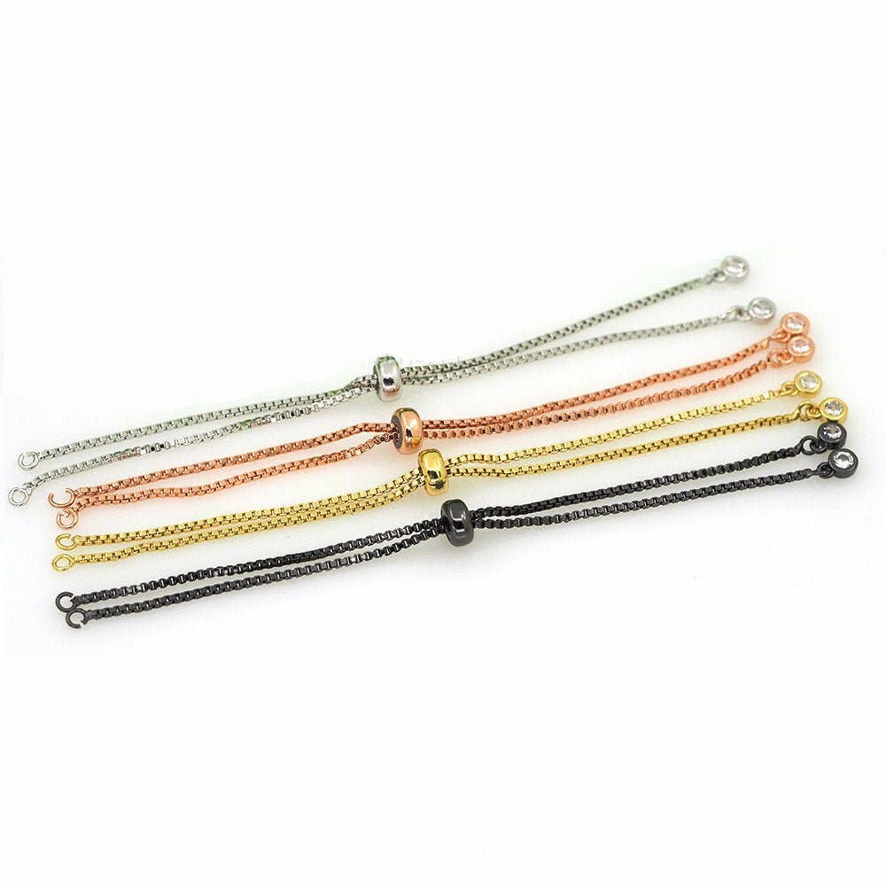 Aim Eternal - Wholesale Link & Chain Bracelet - Adjustable Gold Filled bracelet Half semi finished with rubber stopper bolo bracelets Tennis bracelet Box Chain Wholesale K-504 K-505 K-511 K-5122